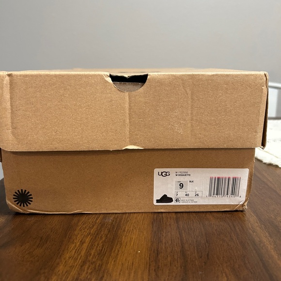 UGG  Disquette Black Suede Fur Slippers - Picture 6 of 6